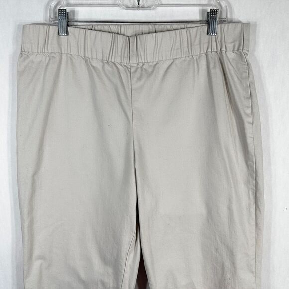 Soft Surroundings Plus Size 2X Pants Crop Ankle Elastic‎ Light Khaki Cotton 328 - Picture 3 of 8